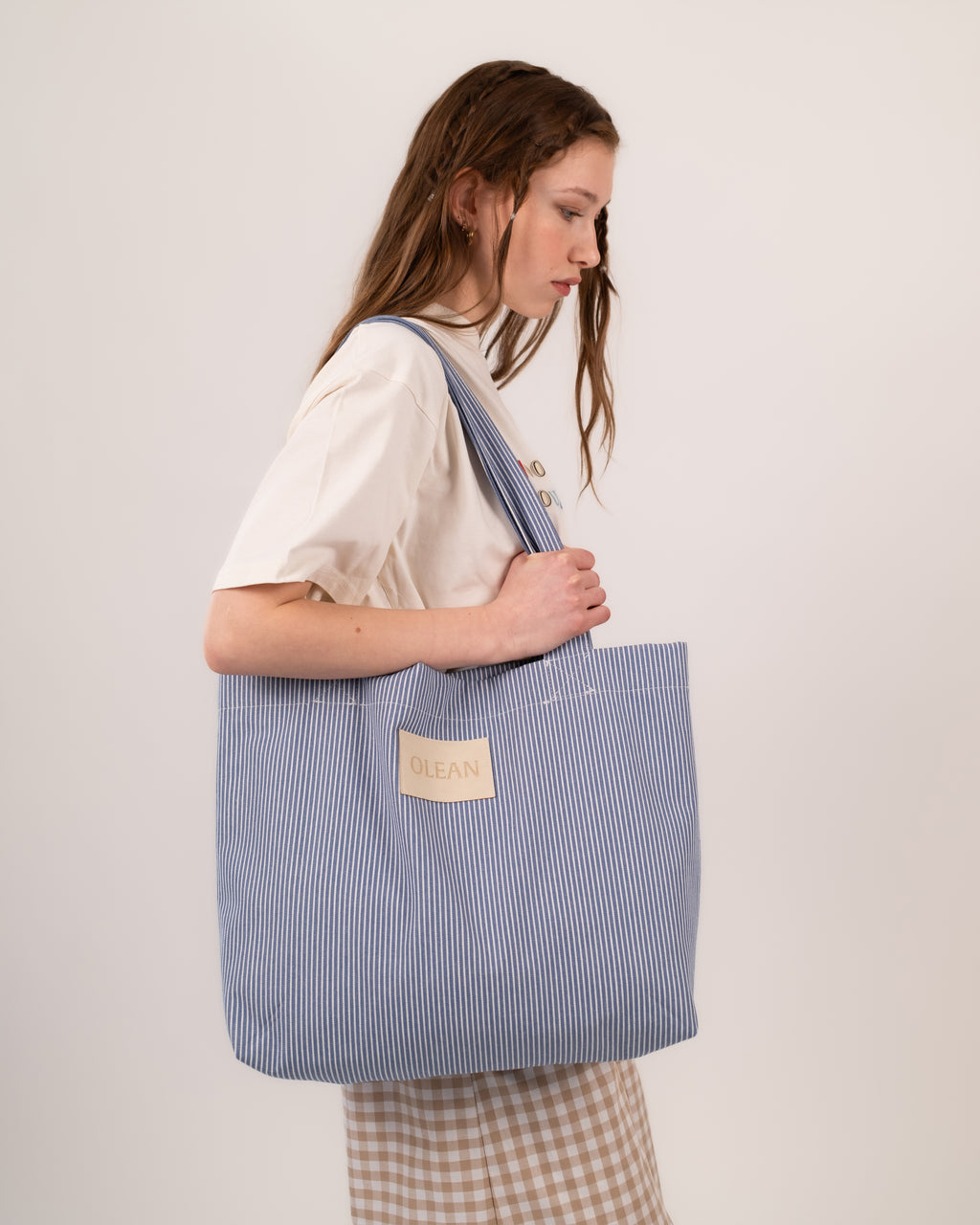 Luxury Striped Tote Bag