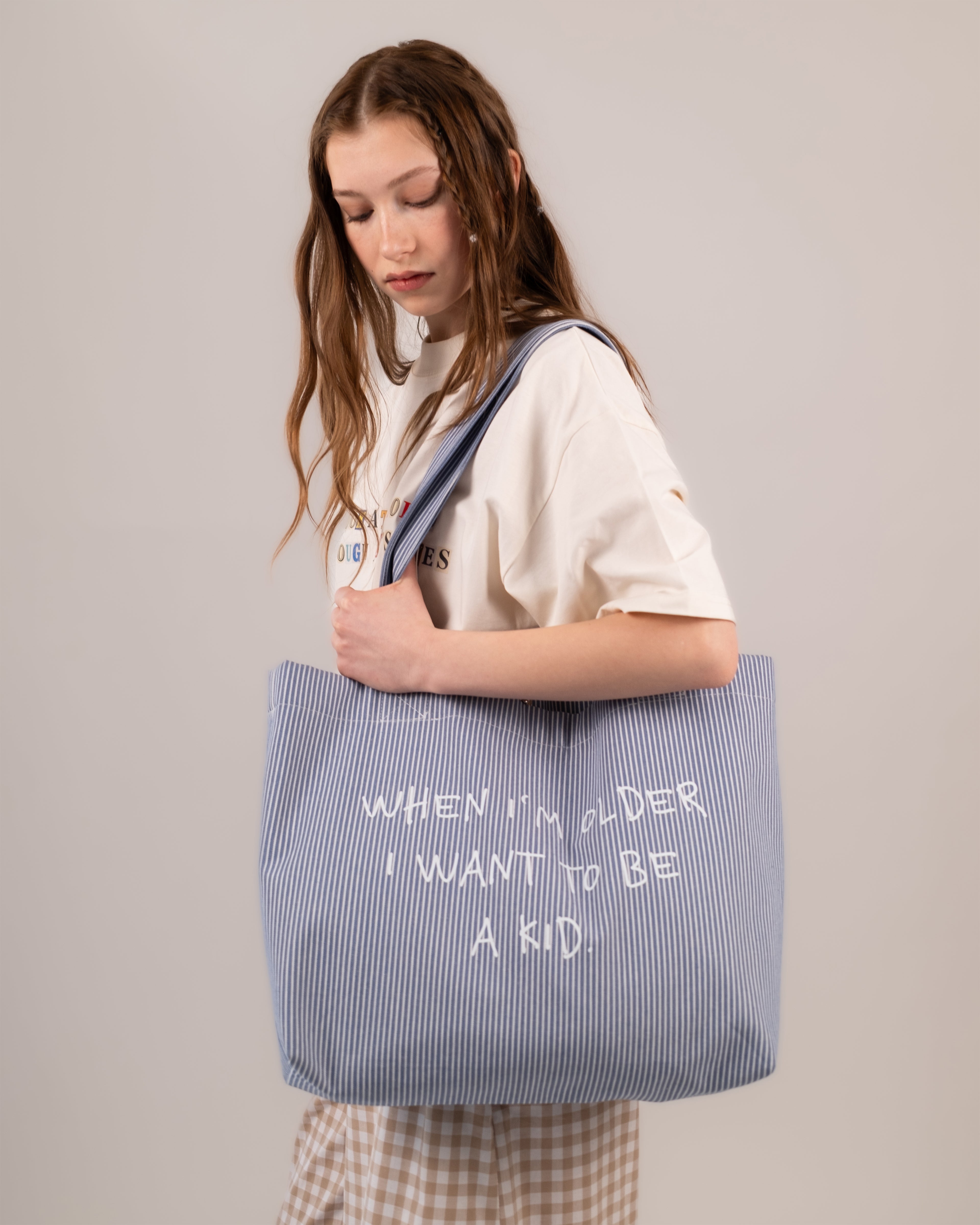 Luxury Striped Tote Bag